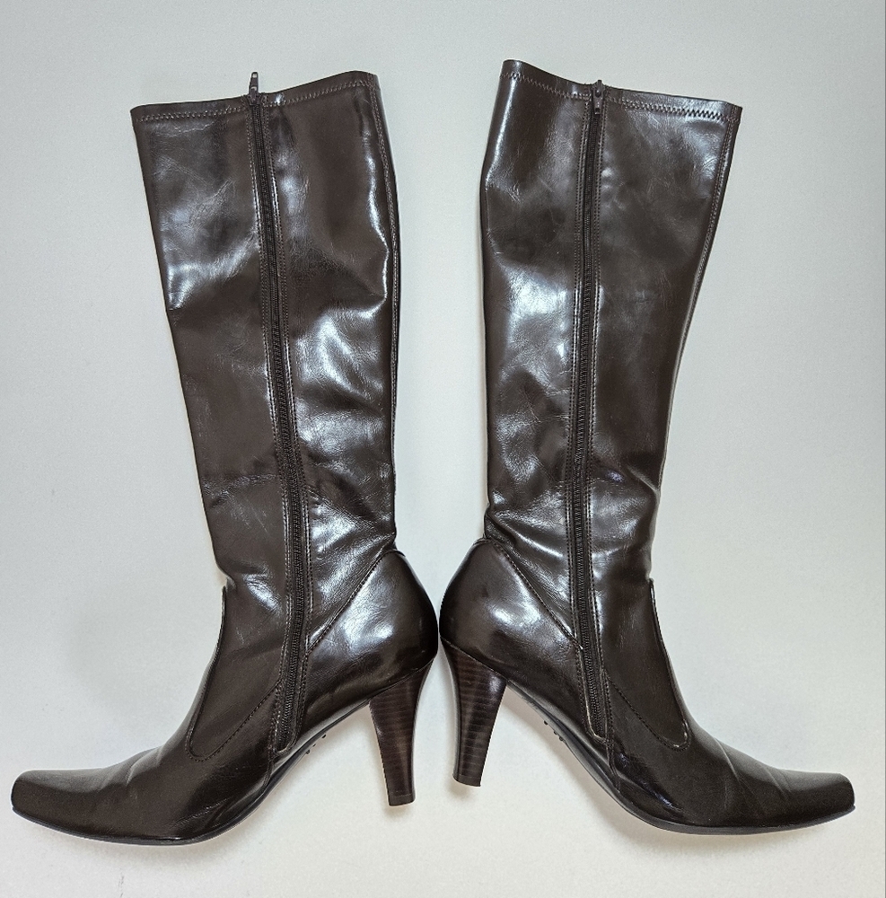 Franco Sarto Dark Brown Leather Heeled Size 8.5 - Picture 5 of 9